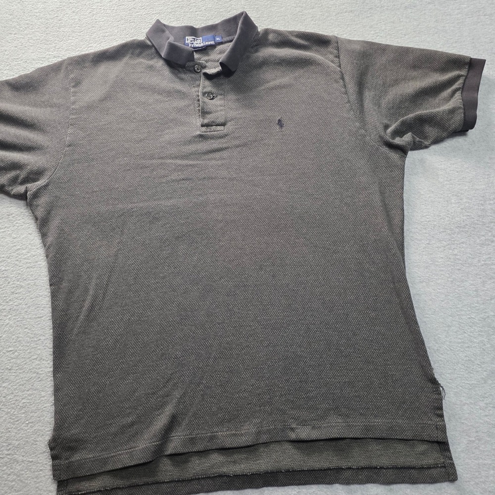 Polo Ralph Lauren Mens XL Charcoal Grey Pique Cotton Short Sleeve Polo‎ Shirt